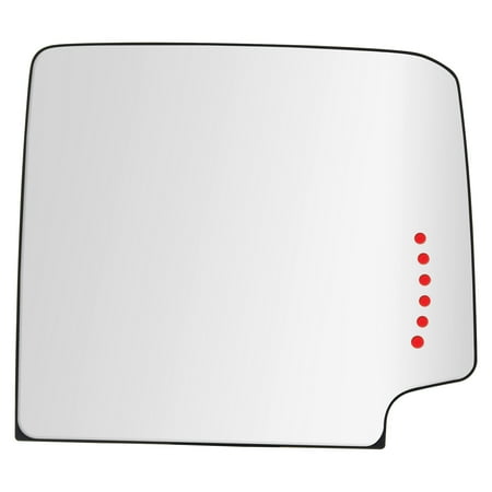 40305 - Fit System Passenger Side Heated Mirror Glass w/ backing plate, Chevy Silverado/ GMC Sierra 1500 14-18, Silverado/ Sierra 2500, 3500 15-18 (towing Mirror top lens, w/ Arrow signal, side lamp)