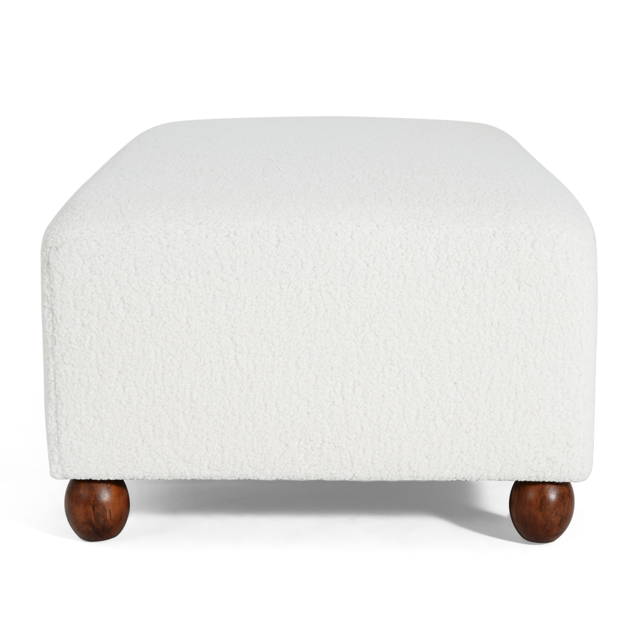 Christopher Knight Home 48" Modern Comfortable Ottoman Bench, Boucle Upholstery with Wooden Legs, White