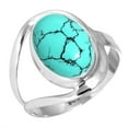 thumbnail image 1 of 925 Silver Ring For Women - Men Blue Turquoise Stone Silver Ring Size 9 December Birthstone Hand Made Silver Ring Size 9 Gift For Girl Friend On Birthday 925 Gemstone Silver Jewelry, 1 of 6