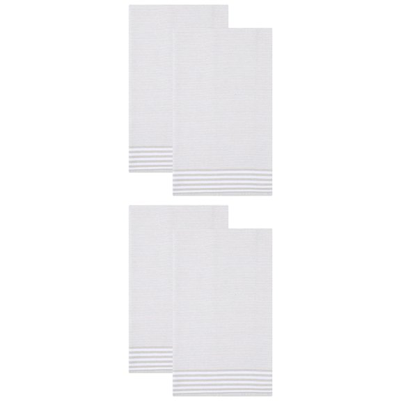 Unique Bargains 100% Cotton Striped Quick Dry Kitchen Towels Khaki 4 Pack Khaki 26" x 18"