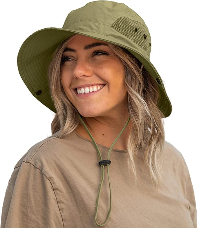 GearTOP Fishing Hats for Men and Women Sun Protection, Camping Hat Bucket Hat with Strings Army