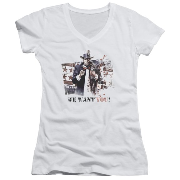 Batman Arkham City We Want You Junior Women's T-Shirt V-Neck White