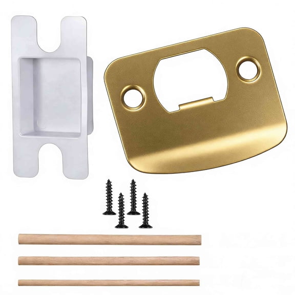 1Pcs Matte Black Door Strike Plate for Interior Doors, Stainless Steel Door Lock Plate Repair Kit, Adjustable Security Reinforcement Plate, Door Latch Repair for Home(Gold)