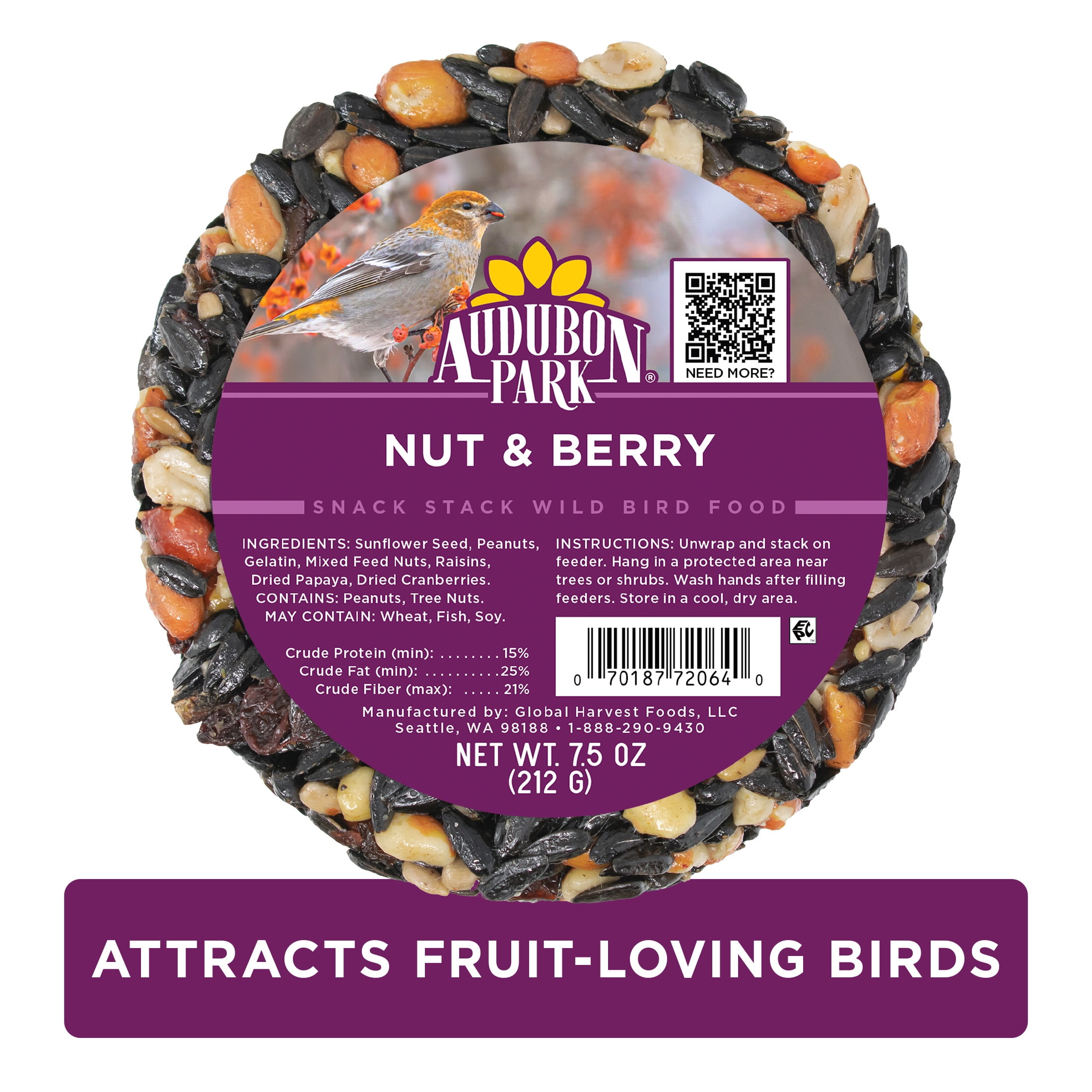 (2 pack) Audubon Park Nut & Berry Snack Stack Wild Bird Food, Dry, 1 Count Per Pack, 7.5 oz.