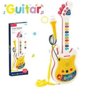 Sytle-Carry Kids Guitar Toy, Guitar and Microphone Set for Kids, Guitar Toys with Music & Colorful Light, Kids Musical Instruments Educational Toys for 3, 4, 5, 6, 7 Year Old