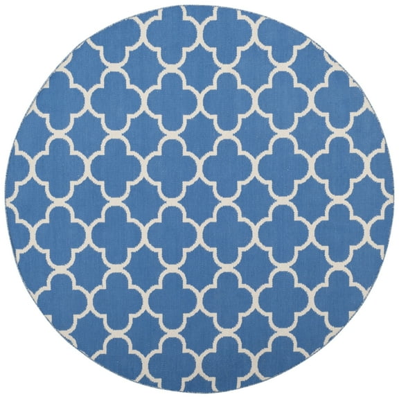 SAFAVIEH Montauk Nelson Geometric Cotton Area Rug, Blue/Ivory, 6' x 6' Round