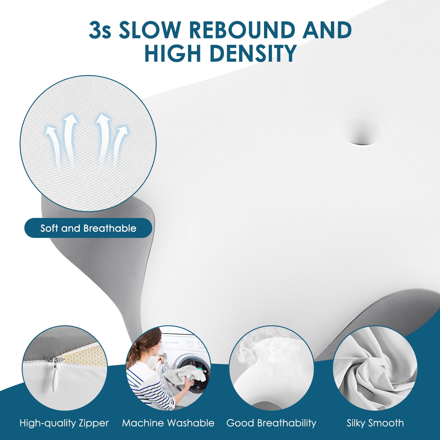 MOONORAH cooling memory foam cervical pillow, relieves pain and aids sleep, ergonomic orthopedic neck pillow with removable cover, suitable for queen-size bed