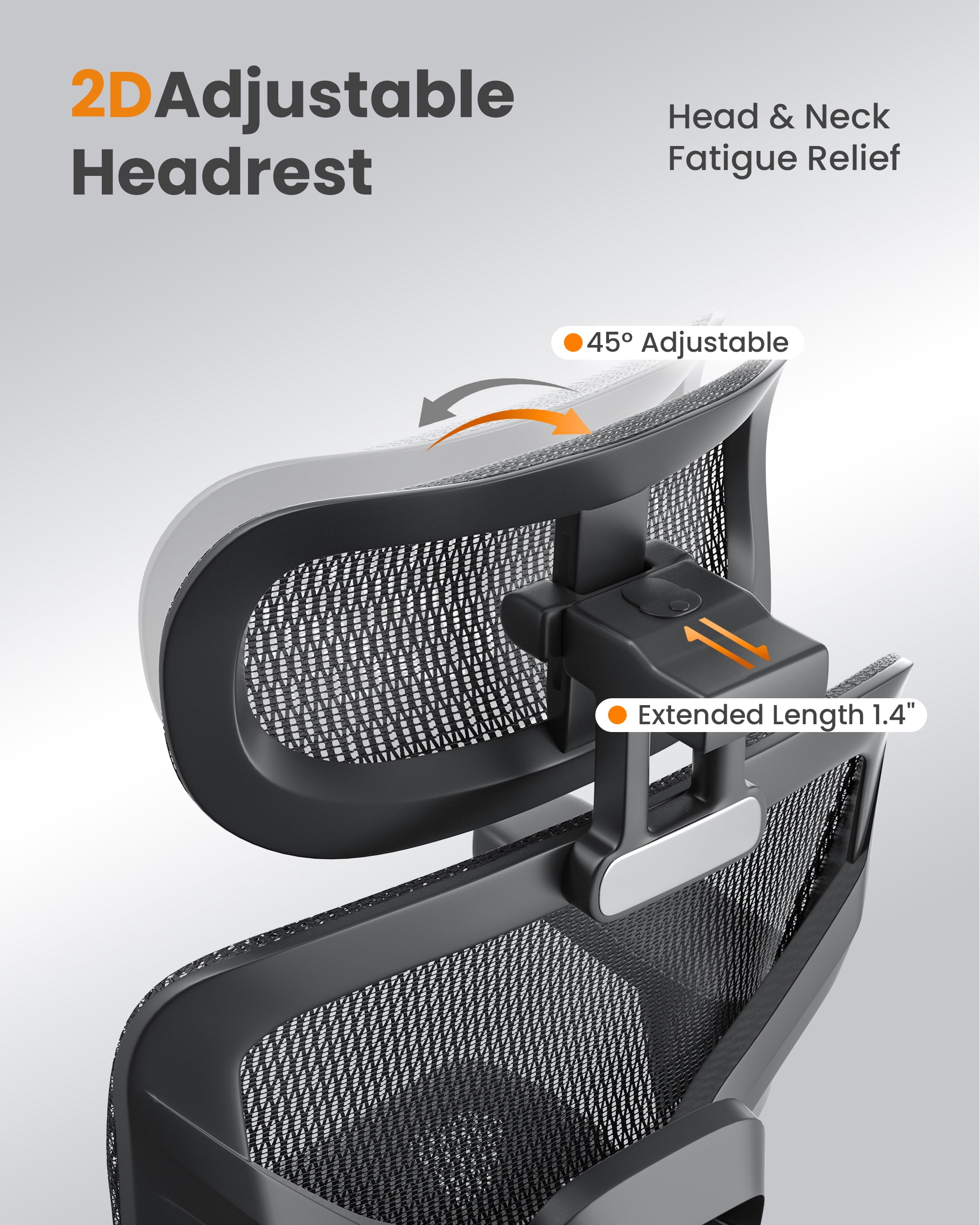 Doubleslee Ergonomic Office Chair, High Back Mesh Office Chairs with Adjustable Headrest, Lumbar Support, 3D Armrest and Footrest