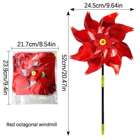 Garden Bird Repellent, Outdoor Bird Scaring Device, Reflective Mylar Pinwheels 18.5 Inch, Humane Plastic Material, Easy Install, Wind Resistant Rod Stick, Decorative Bird Scare Device