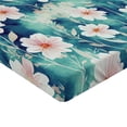 thumbnail image 4 of Ambesonne Floral Fitted Sheet, Flowers Summer Garden Print, Twin Size, Vermilion Teal Off White, 4 of 5