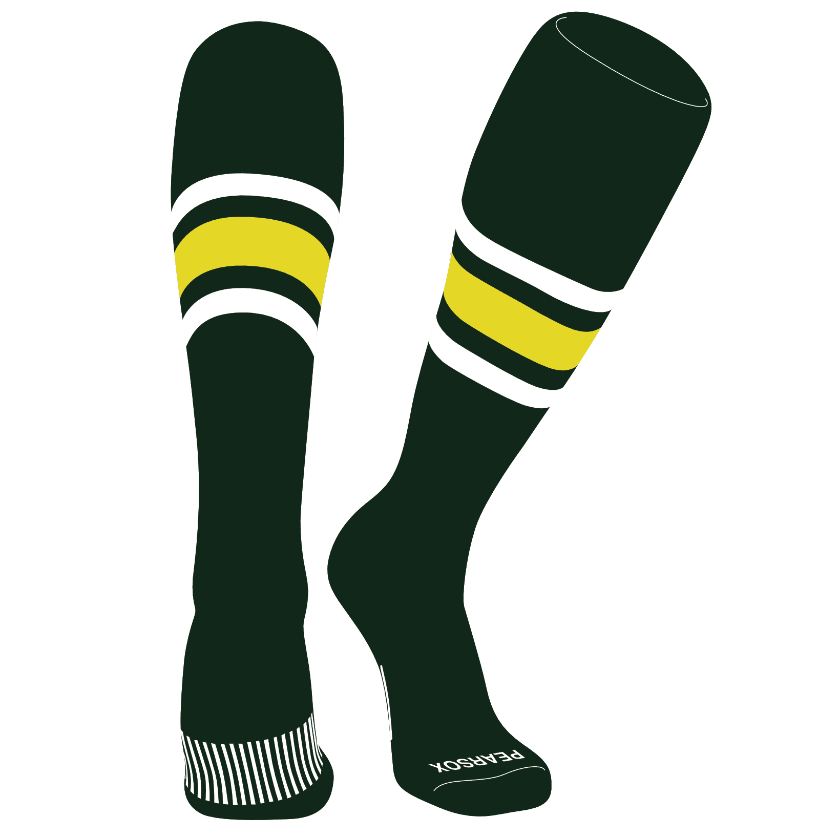 PEARSOX Elite Baseball Knee High Socks (E) Forrest Green, White, Bright