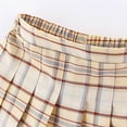 thumbnail image 6 of Leey-World Kids Girls Plaid Pleated Skirts High Waist Knee Length A-Line Mini Skirt Scooter Skirt School Uniform(Khaki,11-12 Years), 6 of 9