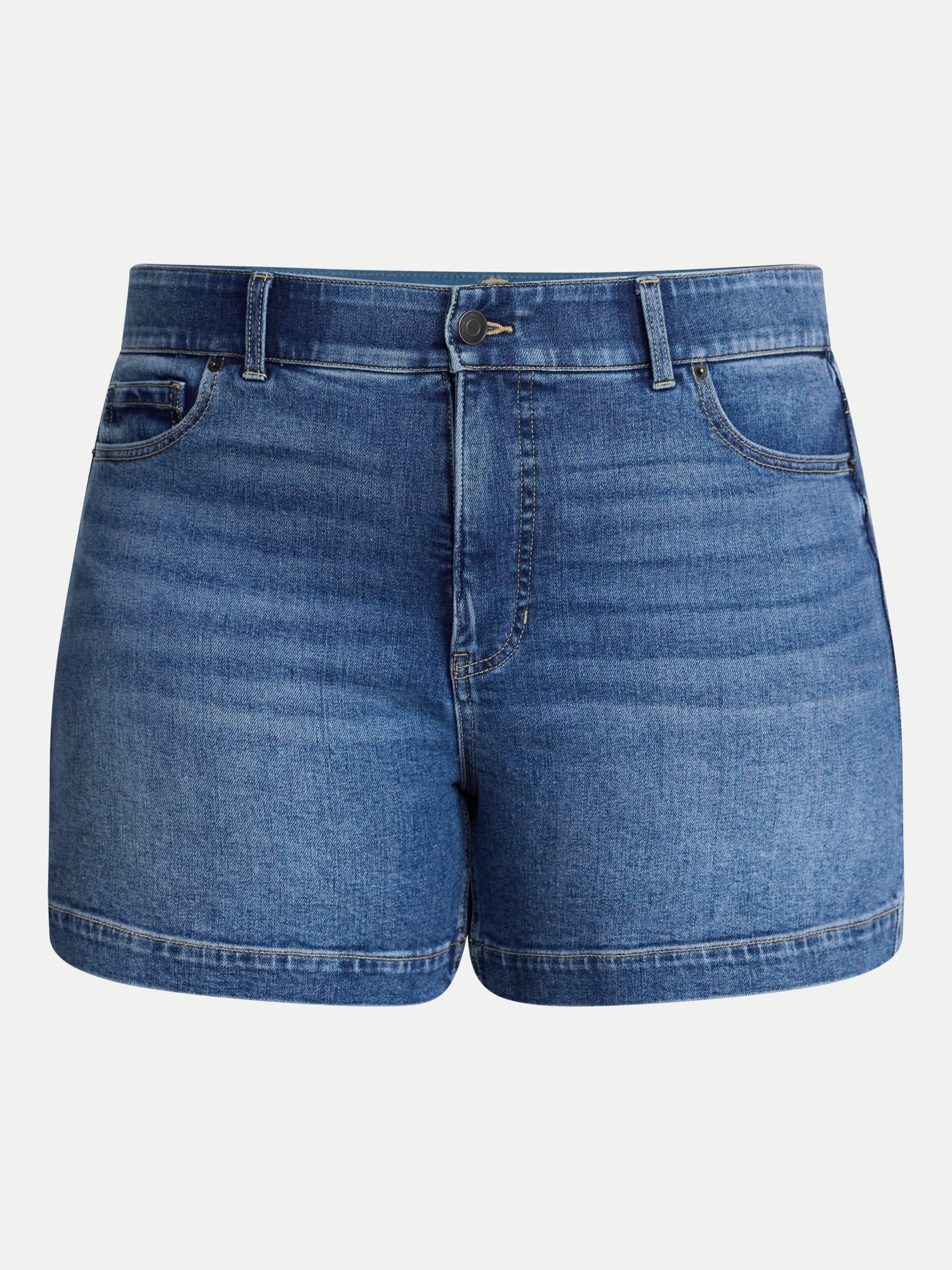 Terra & Sky Women's High Rise A Line Denim Shorts, 5" Inseam, Sizes 16W-26W