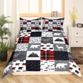 thumbnail image 2 of Erosebridal Jungle Bear Comforter Cover Full, Rustic Hunting Bedding Full Size, Plaid Patchwork Decor, 3-Piece, 2 of 7