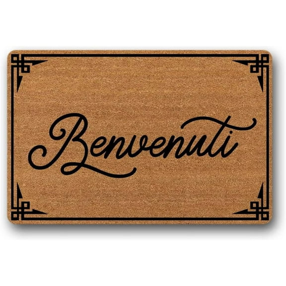 Benvenuti Mats for Front Door Entry Front Porch Doormat Non-Slip Carpet Rugs Floor Mat Decorative for Home Bathroom Kitchen Indoor 18x30 Inch