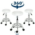 thumbnail image 3 of Hassch 13.4" Round Swivel Stool on Wheels, Height-Adjustable PU Leather Rolling Stool for Spa Salon Massage Home Office, White, 3 of 10