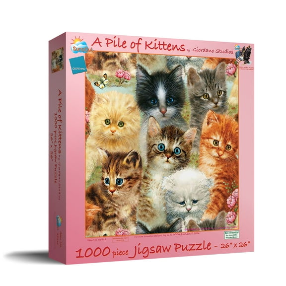 SUNSOUT INC - A Pile of Kittens - 1000 pc Jigsaw Puzzle by Artist: Giordano Studios - Finished Size 26" x 26" - MPN# 37116