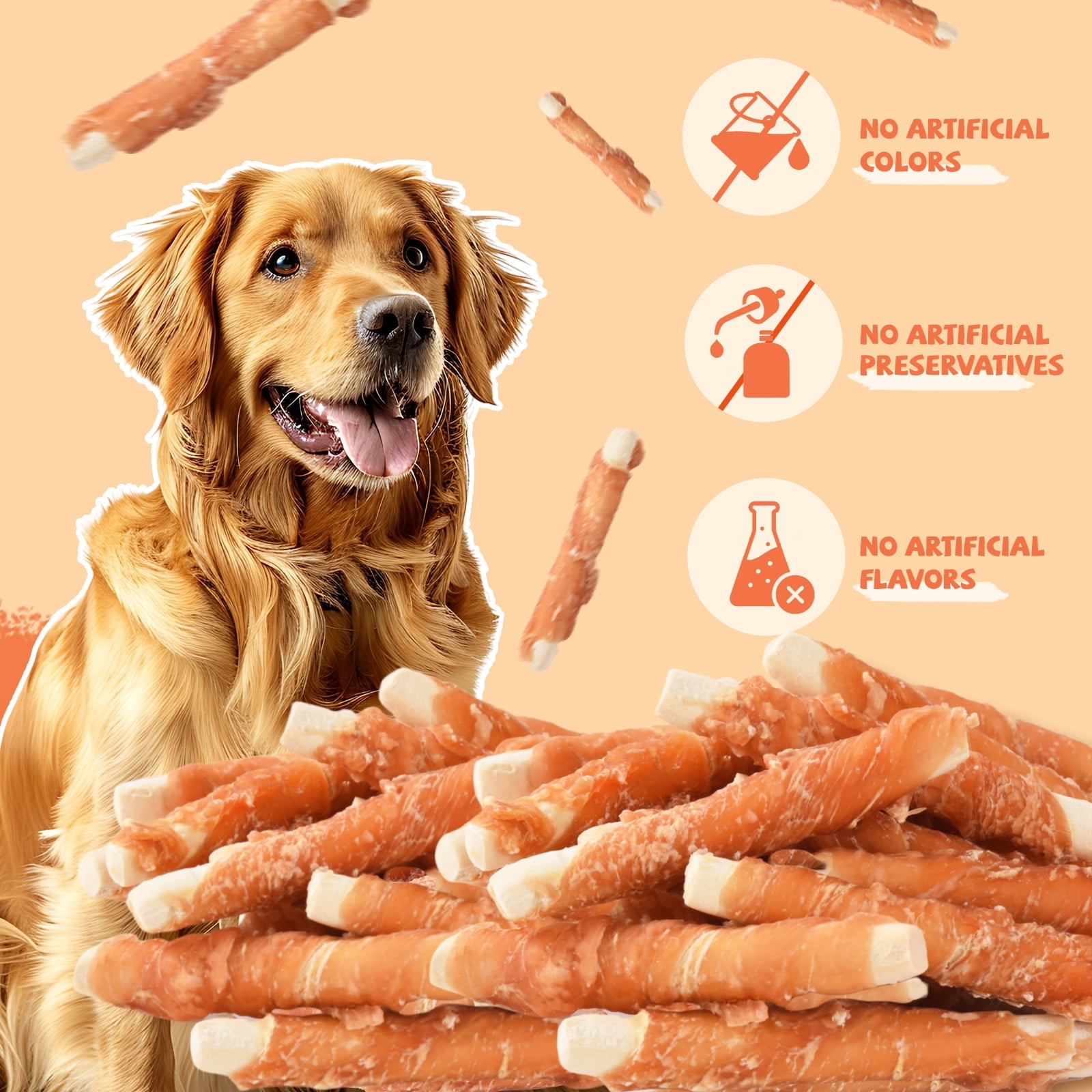(2 pack) Pawmate Chicken Jerky Biscuits Dog Treats, Tasty Crunchy Chews for All Dogs, 11oz