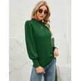 thumbnail image 6 of ZHENWEI Womens Mock Neck Puff Long Sleeve Tops Casual Loose Solid Basic T-Shirt Button Cuffs Pullovers Blouse, 6 of 8