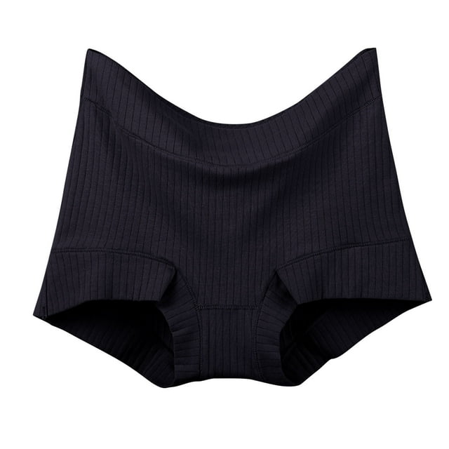 Timegard Plus Size Panties for Women Ribbed High Waist Full Coverage Comfort Briefs Solid Color Underwear
