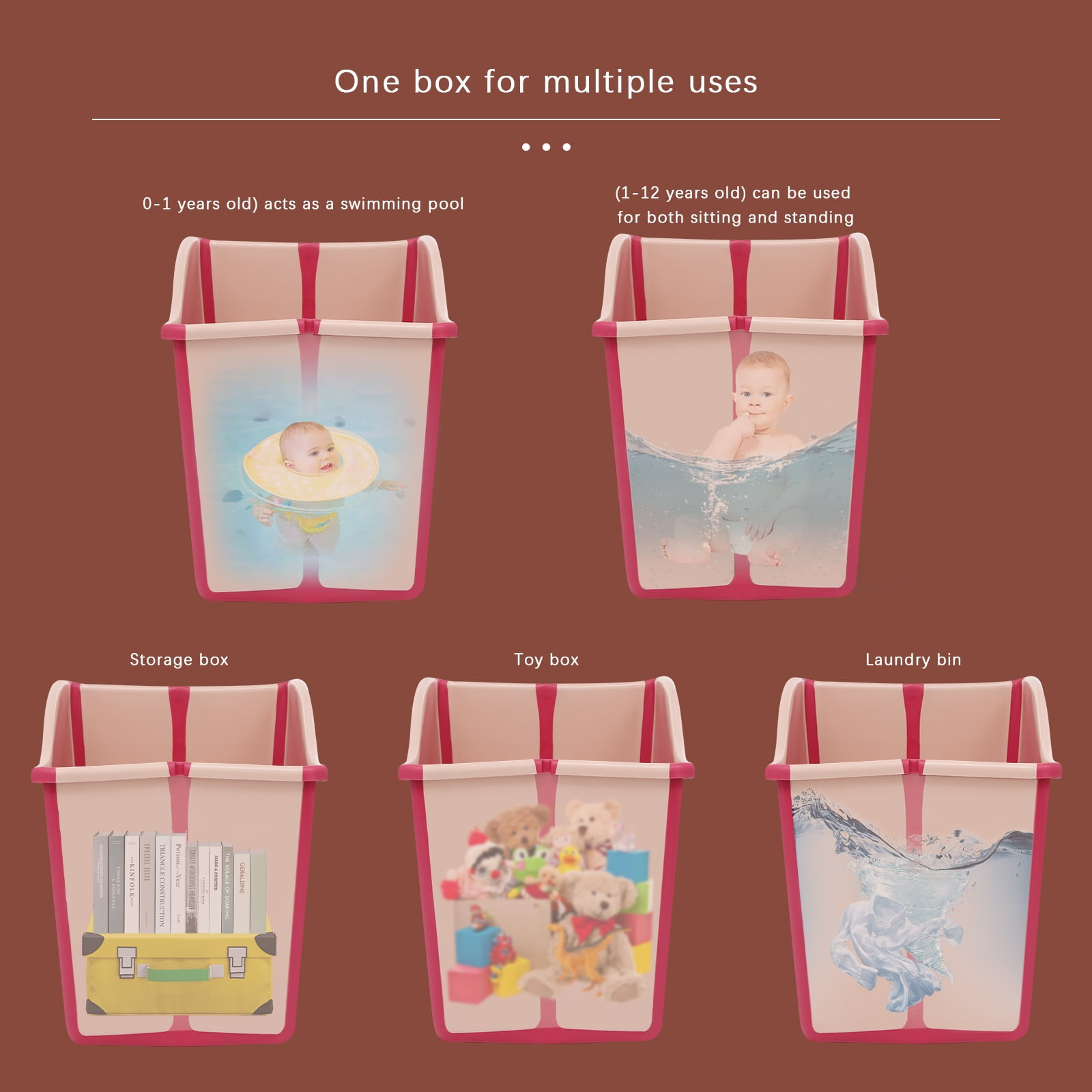 Folding Bathtub for Kids, Eco-friendly PP and TPE Materials, Non-slip, Portable,Convenient and Space-saving Bath Solution