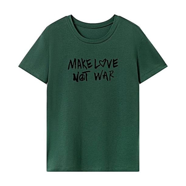 Camiseta para mujer verano Streetwear cuello redondo camisa para mochilero viaje oficina Verde