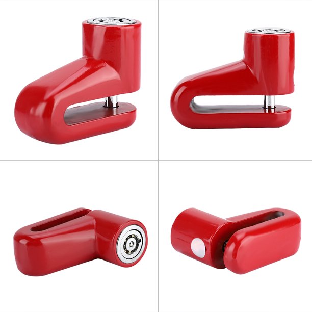 Seguridad Scooter Motocicleta, Antirrobo Bicicleta De Servicio Pesado Alarma Bicicleta Bloqueo Con Rueda De Freno Disco Rotor Bloqueo Rojo