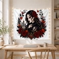 thumbnail image 5 of Gothic Portrait Woman with Roses and Candles, Moody Dark Fantasy for Halloween Lovers, Autumnal Gothic Art Decor, Halloween Gift, Tapestry Wall Hanging for Bedroom and Living Room, 5 of 7