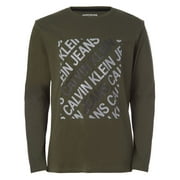 Calvin Klein Big Boys SEQUOIA Multi Box Long Sleeve Crew Neck Tee, XL 18/20