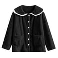 thumbnail image 4 of Ecqkame Women's Fuzzy Sleepwear Cardigan Winter Thick Long Sleeve Button Open Front Pajamas Home Loungewear Sleep Top with Pockets Black XXL, 4 of 7