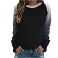 thumbnail image 2 of Womens Tops Raglan Long Sleeve Gradient Colorblock Crew Neck Loose Sweatshirt Womens Fall Fashion 2025 (2XL, Black), 2 of 5