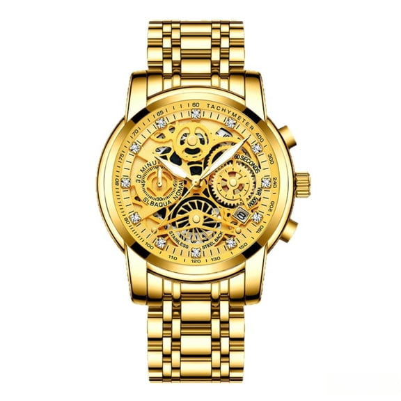 Gold Stainless Steel Chronograph Watch for Men