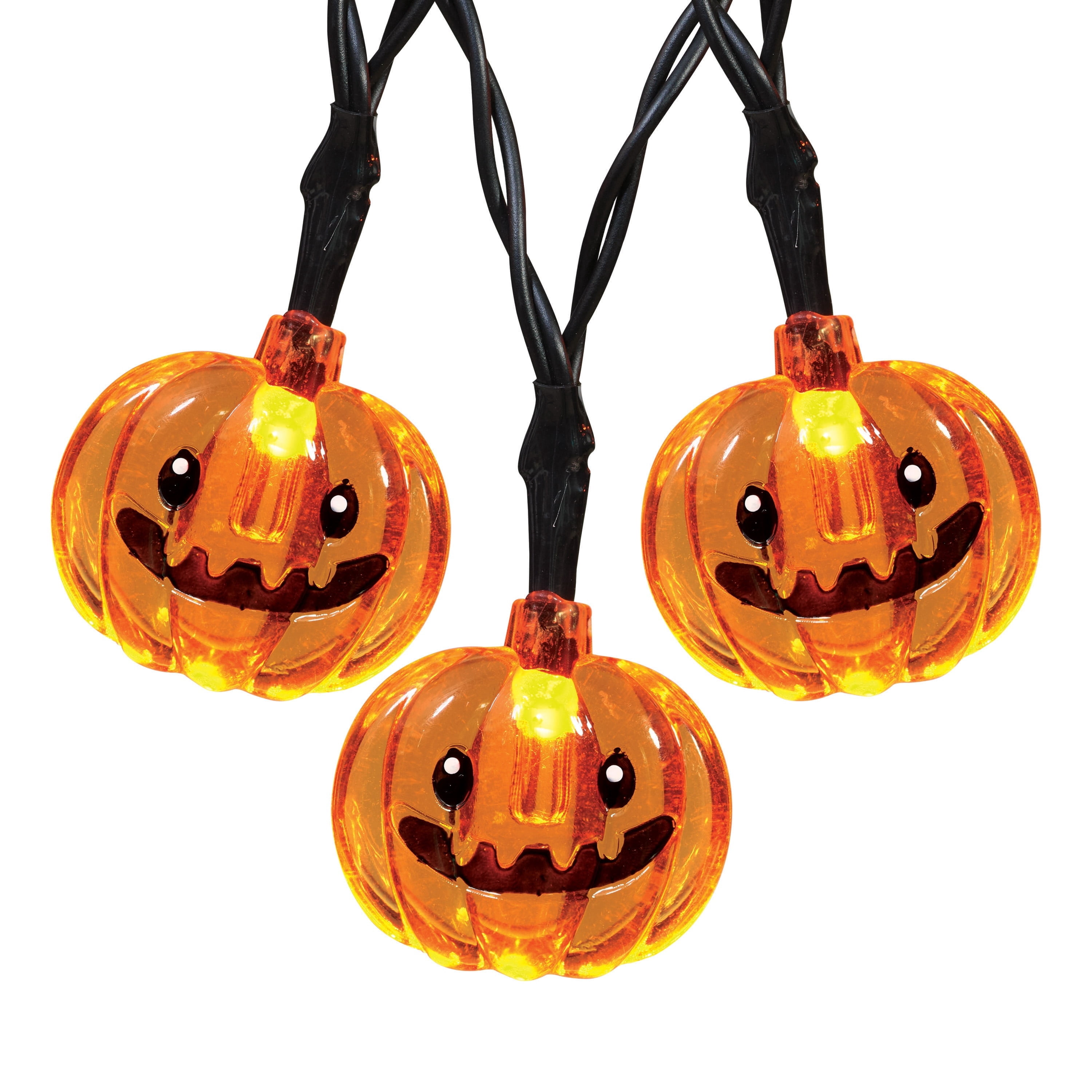 Indoor 10-Count Battery-Operated LED Pumpkin String Lights, Orange, 3', Halloween by Way To Celebrate