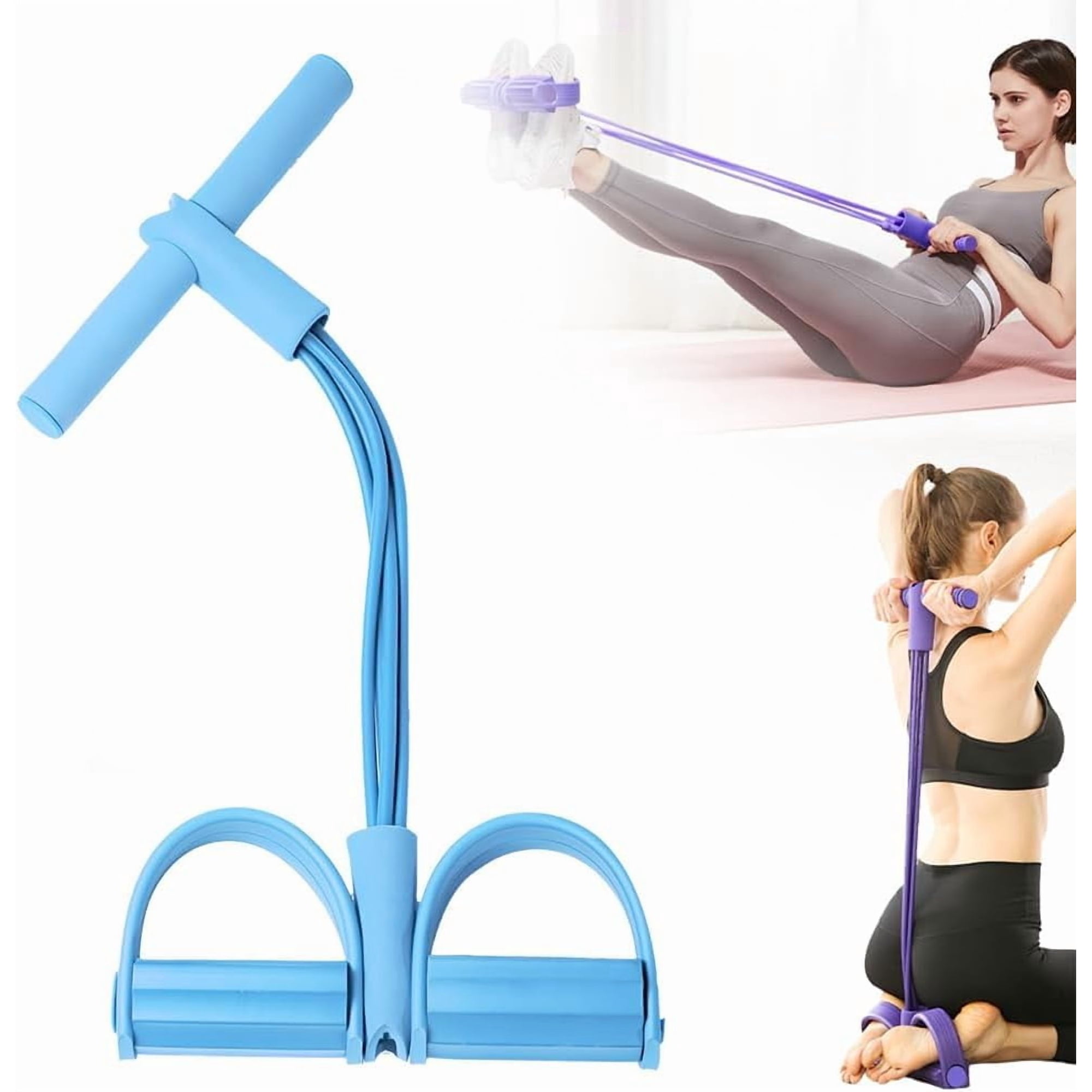 Home Gym Arm & Waist Training Pedal Band,4-Tube Resistance Foot Pedal Puller for Full Body Workout, Strength Training Equipment for Home & Office