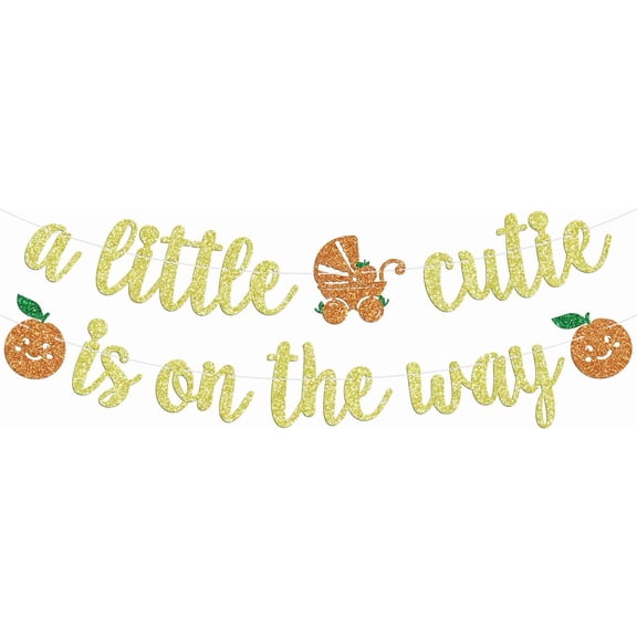 A Little Cutie is on the Way Banner, Little Cutie Baby Shower Hanging Decorations, Welcome Baby, Citrus Orange Theme Baby’s 1st Birthday Baby Shower Party Decorations Supplies