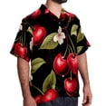 thumbnail image 2 of Cherry Men's Hawaiian Printed Short Sleeve Button Down Casual Beach Shirt's, Unisex, 2 of 6