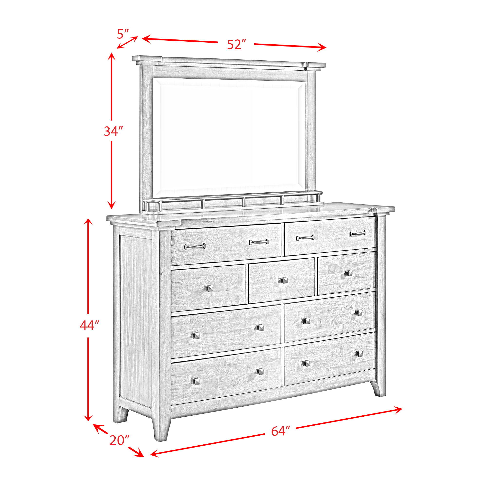 Picket House Furnishings Joseph Dresser & Mirror Set in Chestnut