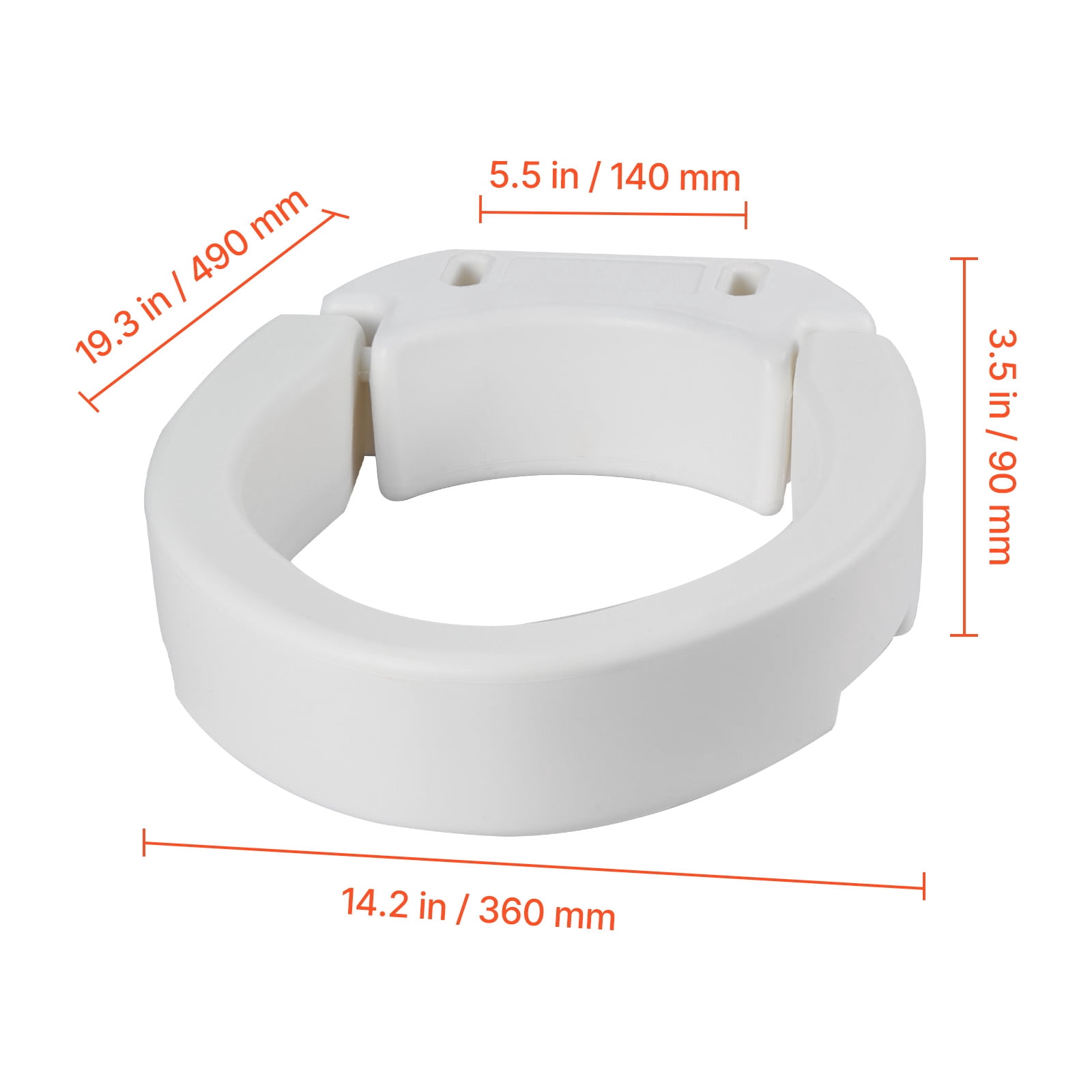 KFFKFF Raised Toilet Seat with 300 lbs Capacity, 3.5-Inch Height Increase, Enlarged Opening for Seniors, Adults, and Individuals with Disabilities, Compatible with Elongated Bowls