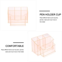 FRCOLOR Orange Acrylic Pen Holder Cup for Storage with Design Keeps Desk Organized 5 Grids Large Capacity
