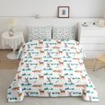 thumbnail image 2 of Manfei Deer Rabbit Fox Full Size Comforter Sets,Jungle Wildlife Bedding Comforter Set,White Cyan Brown Bedding Sets For Kids,Breathable Home Decor Reversible,3-Piece, 2 of 8