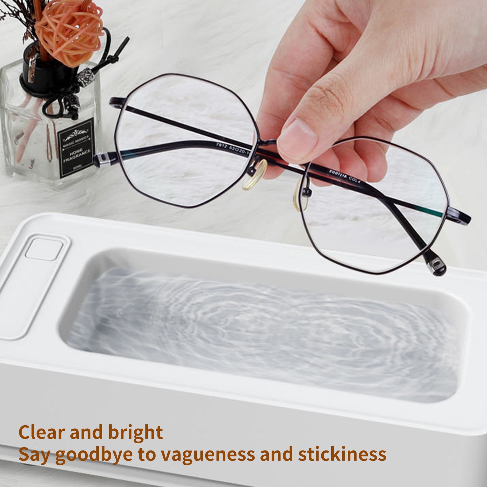 Kripyery Glasses Cleaner High-frequency Vibration Rechargeable One-key  Start Non-Slip Base 360-degree Cleaning Eyeglasses Cleaning Machine  Ultrasonic Cleaner Office Supplies 