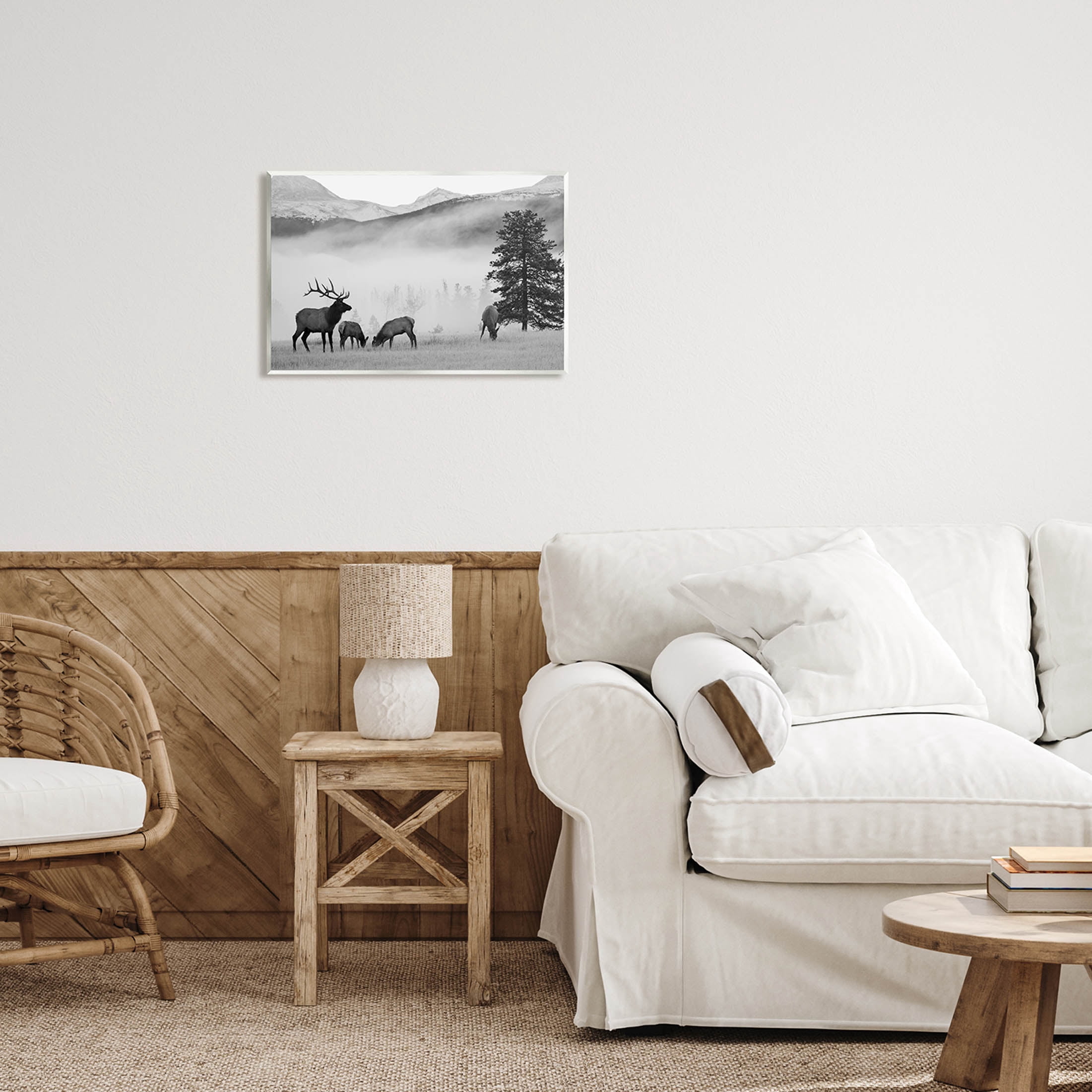Stupell Industries Foggy Rural Deer Grazing Photograph Unframed Art Print Wall Art, Design by Danita Delimont
