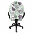 thumbnail image 3 of Leaves Office Chair Slipcover, Tropical Foliage Silhouettes Exotic Botany Hawaiian Nature Elements Vintage, Stretch Decorative Fabric Cover, Standard Size, Eggplant Green Grey, by Ambesonne, 3 of 5