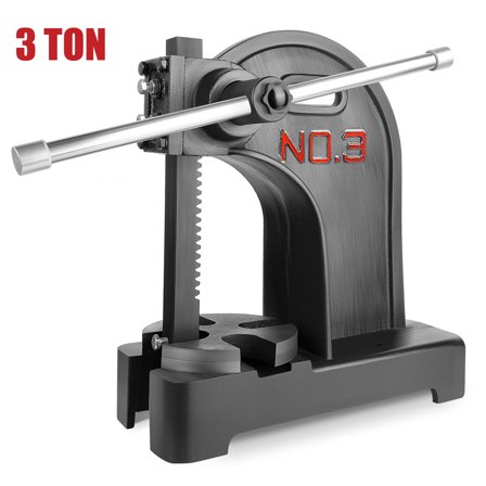 Arbor Press 3 Ton (18.11×22.24×7.87IN),  Cast Iron Heavy duty Manual Arbor Press  with 3 Drifts,  Steel Anvil for Punching Shaping, Small Workbench ,Black