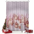 thumbnail image 2 of Pink Christmas Shower Curtain, Xmas Farmhouse Snowflake Tree Waterproof Fabric Shower Curtains with 12 Hooks, Bathroom Curtain Set for Bathroom Accessories Decor, 60 x 72 Inches, 2 of 9