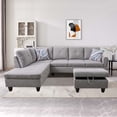 thumbnail image 4 of Aukfa Sectional Sofa, Living Room Couch with Storage Ottoman, Left Facing, 2Pillows, Flannel, Gray, 4 of 9