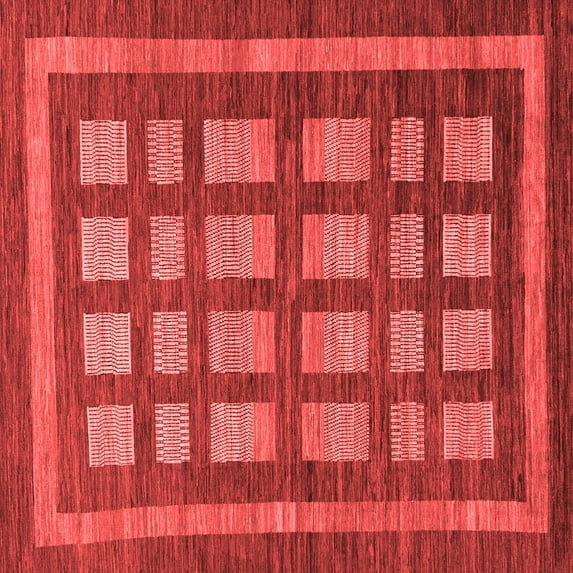 Ahgly Company Machine Washable Indoor Square Checkered Red Modern Area Rugs, 6' Square