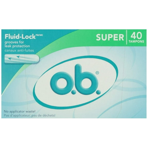 o.b. Original Applicator-Free Tampons, Unscented, Super, 40 Ct