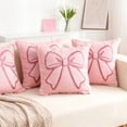 thumbnail image 1 of Funda de almohada con lazo rosa | Funda de almohada decorativa para San Valentín | Funda de almohada lavable de poliéster de 45 x 45 cm para sofá o dormitorio, 1 of 5