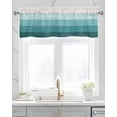 thumbnail image 2 of Turquoise Farmhouse Linen Curtain Valance for Bedroom/Bathroom/Kitchen/Living/Dining Room Window,Country Vintage Stripe Minimalist Geometric Pocket Topper Drapes Decorative Cafe Drapery 60"x18", 2 of 6